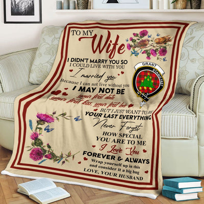 Clan Blanket Grant Tartan Crest Blanket To My Wife Style , Gift From Scottish Husband FY95