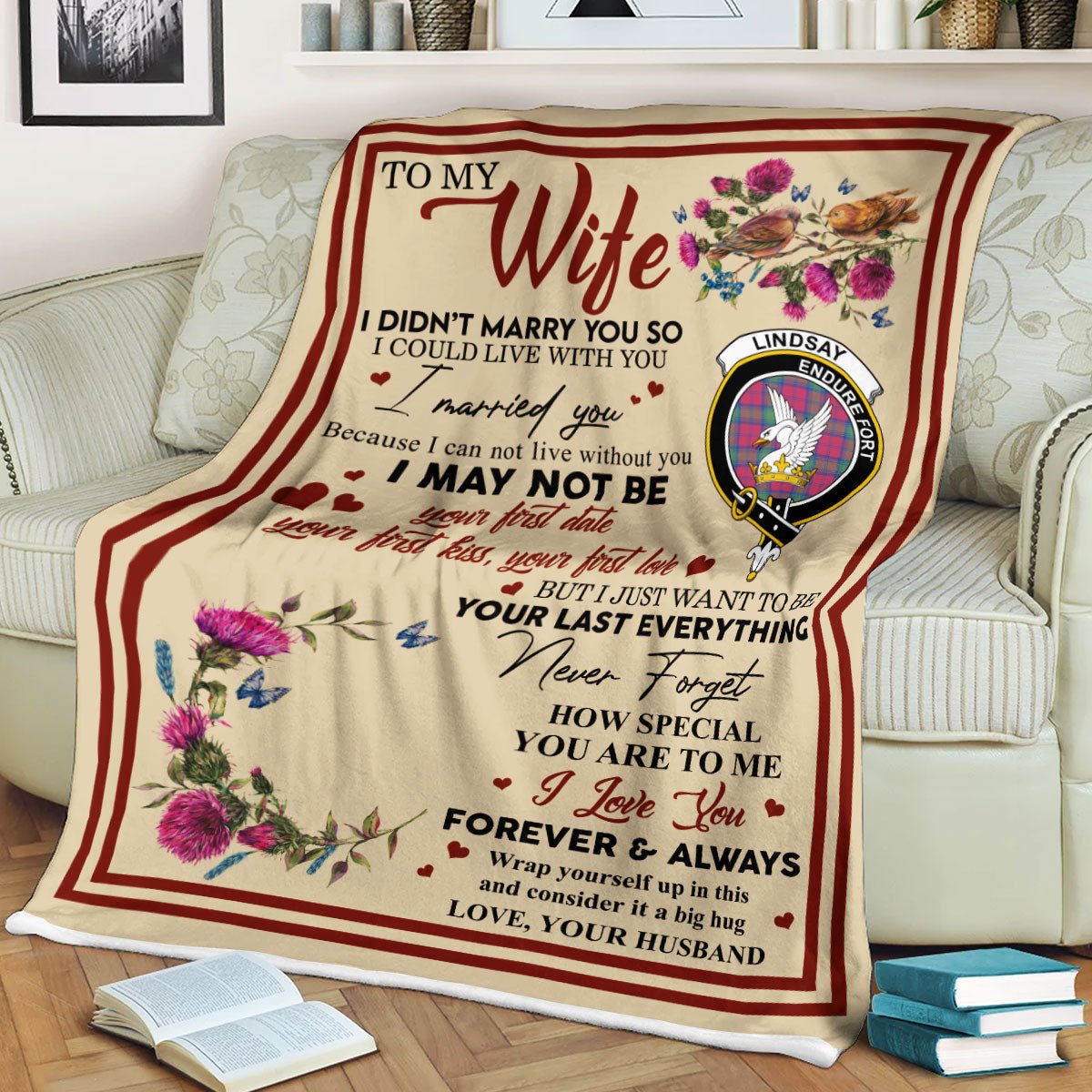 Clan Blanket Lindsay Tartan Crest Blanket To My Wife Style , Gift From Scottish Husband UX92 Clan Scott Tartan Today   