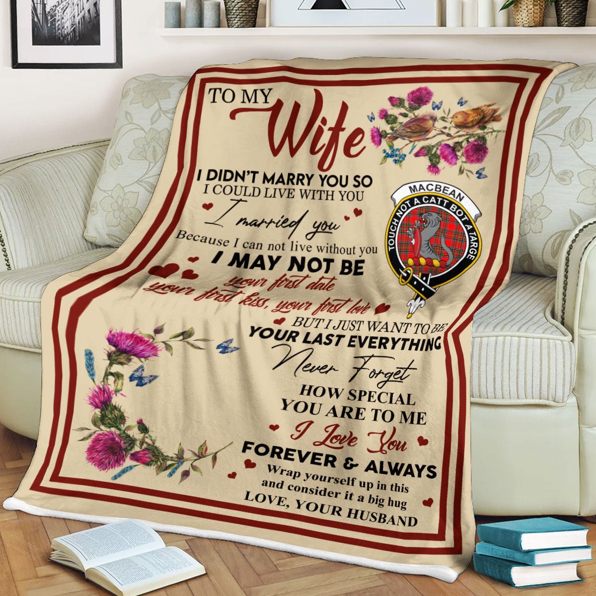 Clan Blanket MacBean Tartan Crest Blanket To My Wife Style , Gift From Scottish Husband GL30 Clan Scott Tartan Today   