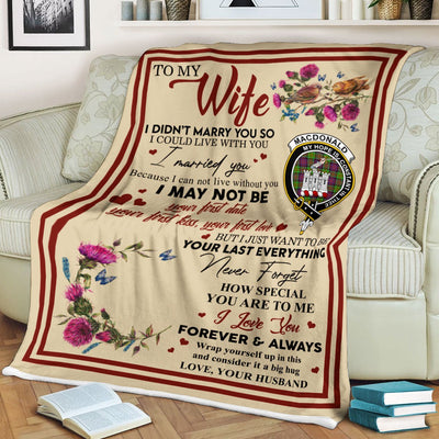 Clan Blanket MacDonald Of Clanranald Tartan Crest Blanket To My Wife Style , Gift From Scottish Husband