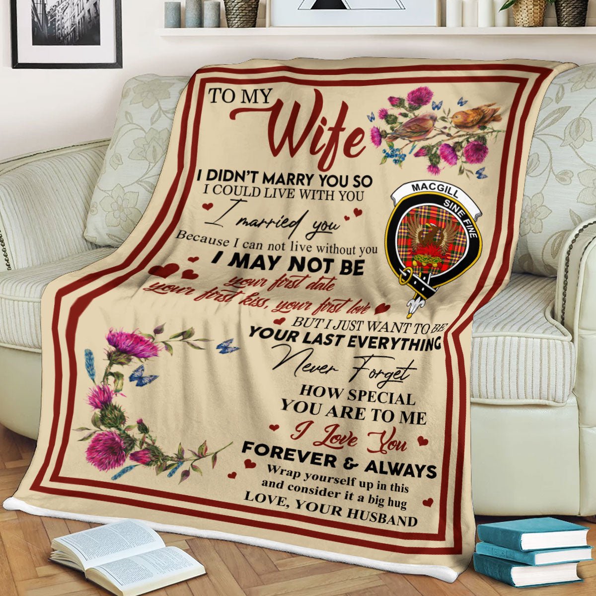 Clan Blanket MacGill Tartan Crest Blanket To My Wife Style , Gift From Scottish Husband PD23 Clan Scott Tartan Today   