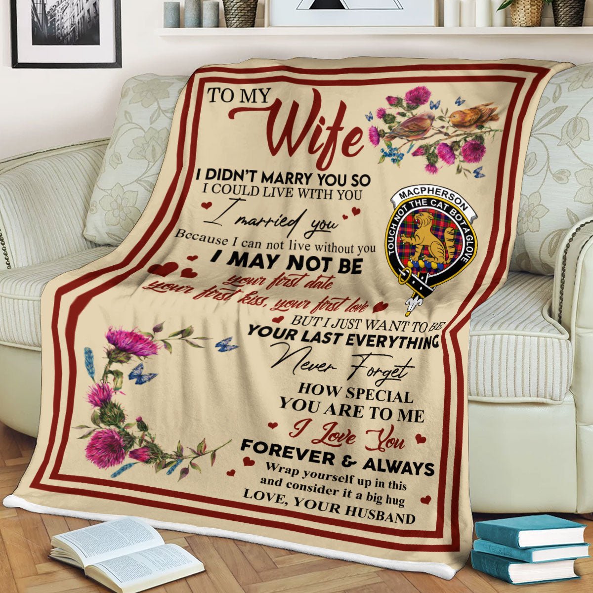 Clan Blanket MacPherson (Chief) Tartan Crest Blanket To My Wife Style , Gift From Scottish Husband OU54 Clan Scott Tartan Today   