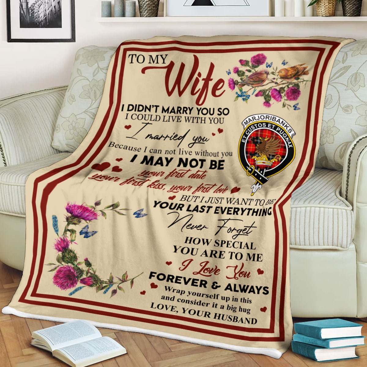Clan Blanket Marjoribanks Tartan Crest Blanket To My Wife Style , Gift From Scottish Husband AU15 Clan Scott Tartan Today   