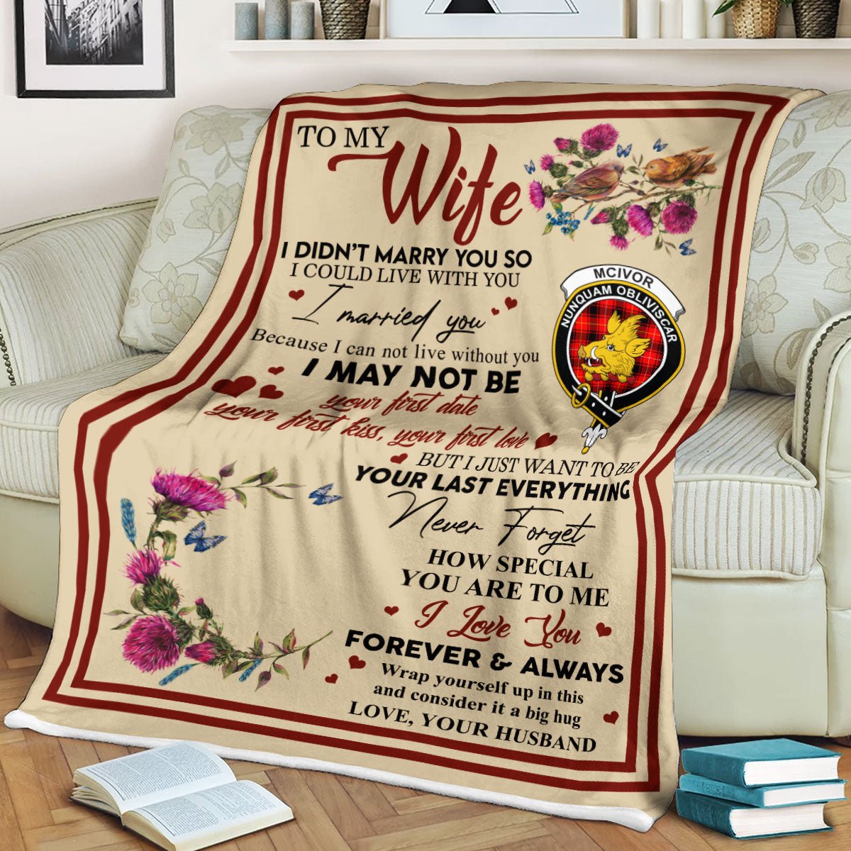 Clan Blanket McIvor Tartan Crest Blanket To My Wife Style , Gift From Scottish Husband OM17 Clan Scott Tartan Today   