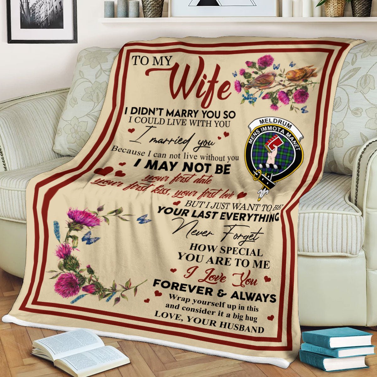 Clan Blanket Meldrum Tartan Crest Blanket To My Wife Style , Gift From Scottish Husband PI77 Clan Scott Tartan Today   
