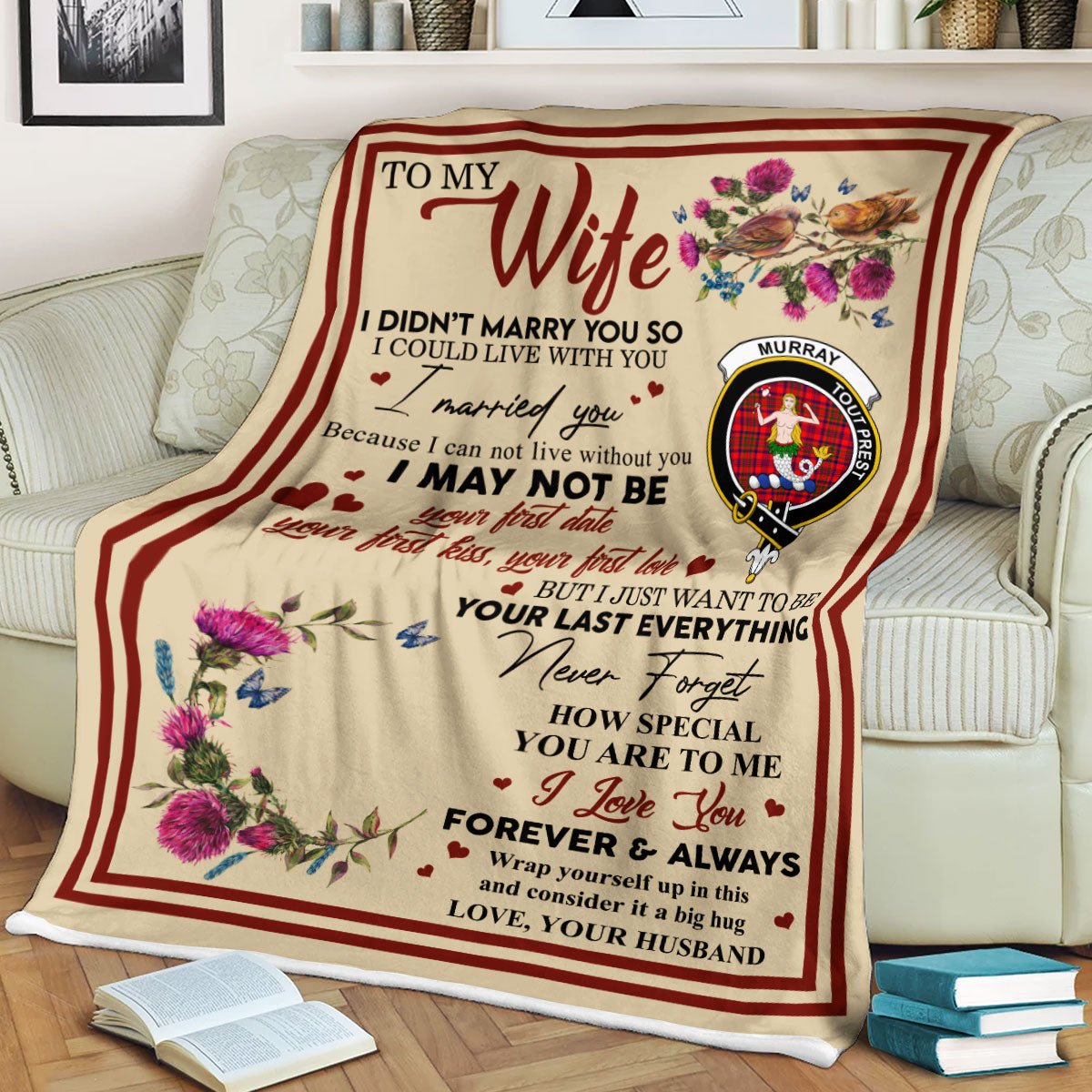 Clan Blanket Murray (of Dysart) Tartan Crest Blanket To My Wife Style , Gift From Scottish Husband BU90 Clan Scott Tartan Today   