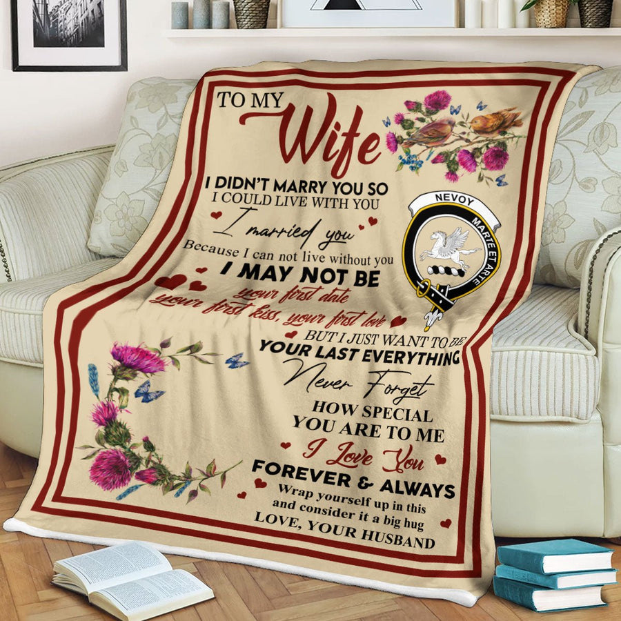 Clan Blanket Nevoy Tartan Crest Blanket To My Wife Style , Gift From Scottish Husband