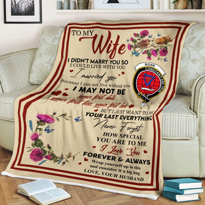 Clan Blanket Rose Tartan Crest Blanket To My Wife Style , Gift From Scottish Husband