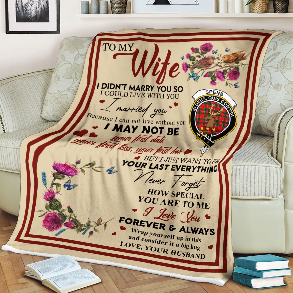 Clan Blanket Spens (or Spence) Tartan Crest Blanket To My Wife Style , Gift From Scottish Husband ZN64 Clan Scott Tartan Today   
