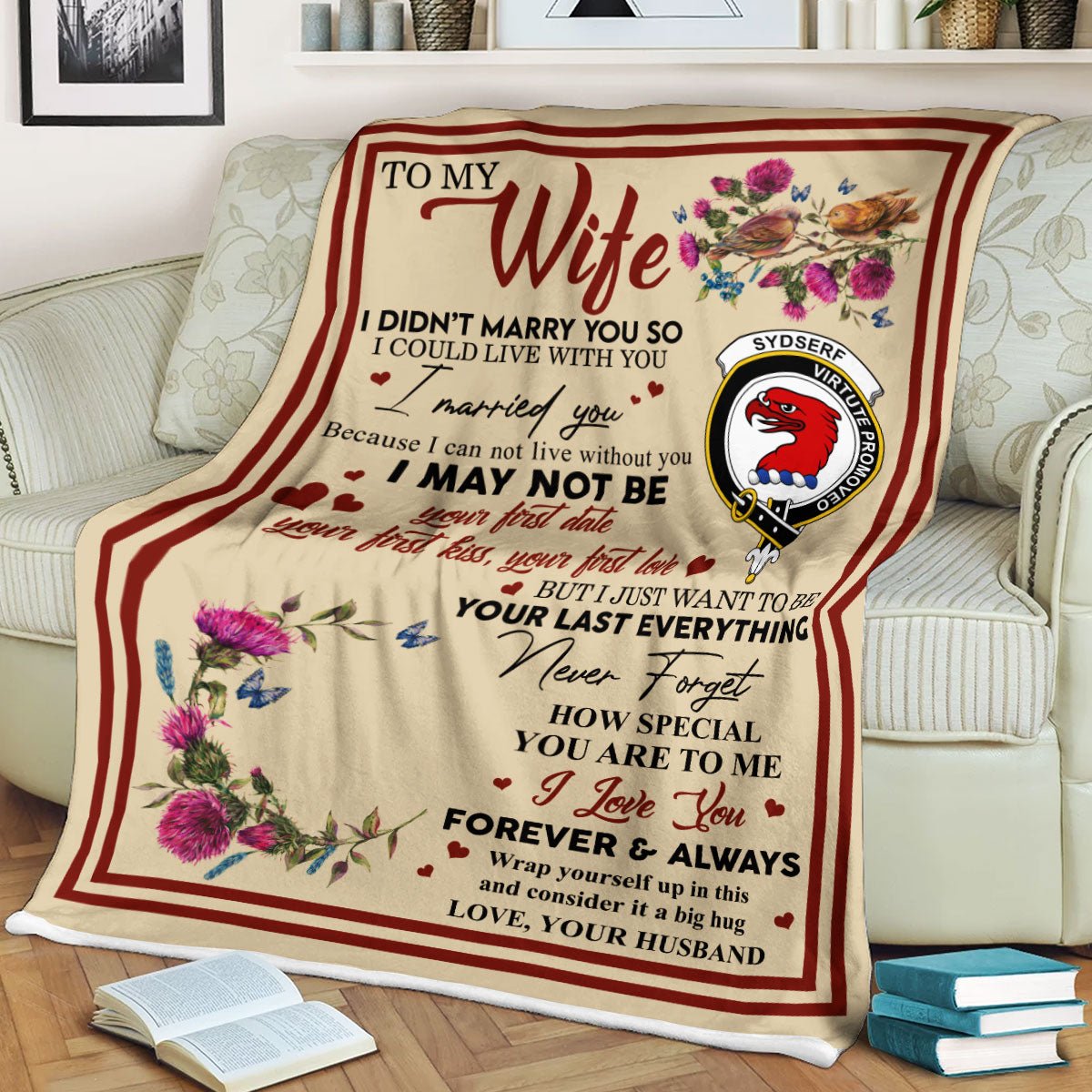 Clan Blanket Sydserf (or Sideserf) Tartan Crest Blanket To My Wife Style , Gift From Scottish Husband OJ96 Clan Scott Tartan Today   