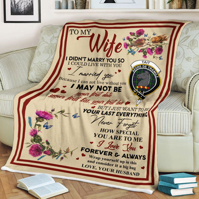 Clan Blanket Tait Tartan Crest Blanket To My Wife Style , Gift From Scottish Husband