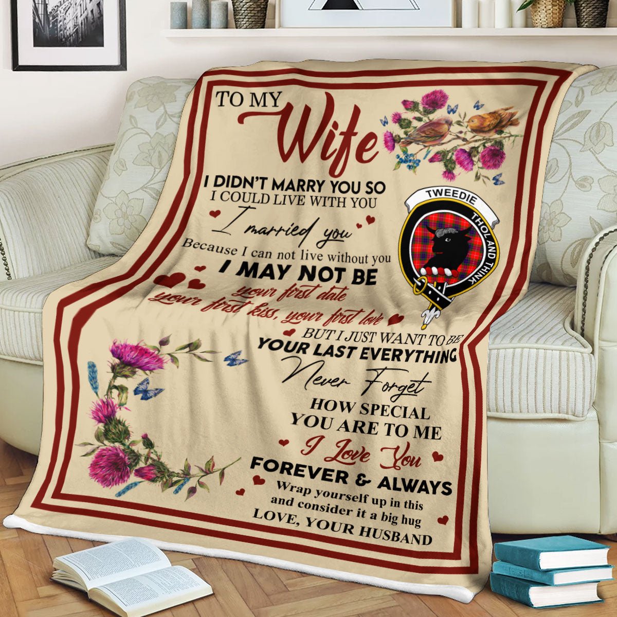 Clan Blanket Tweedie Tartan Crest Blanket To My Wife Style , Gift From Scottish Husband WJ52 Clan Scott Tartan Today   