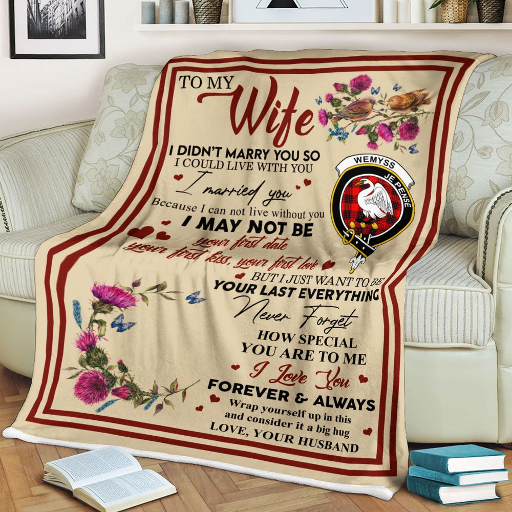 Clan Blanket Wemyss Tartan Crest Blanket To My Wife Style , Gift From Scottish Husband XV47 Clan Scott Tartan Today   