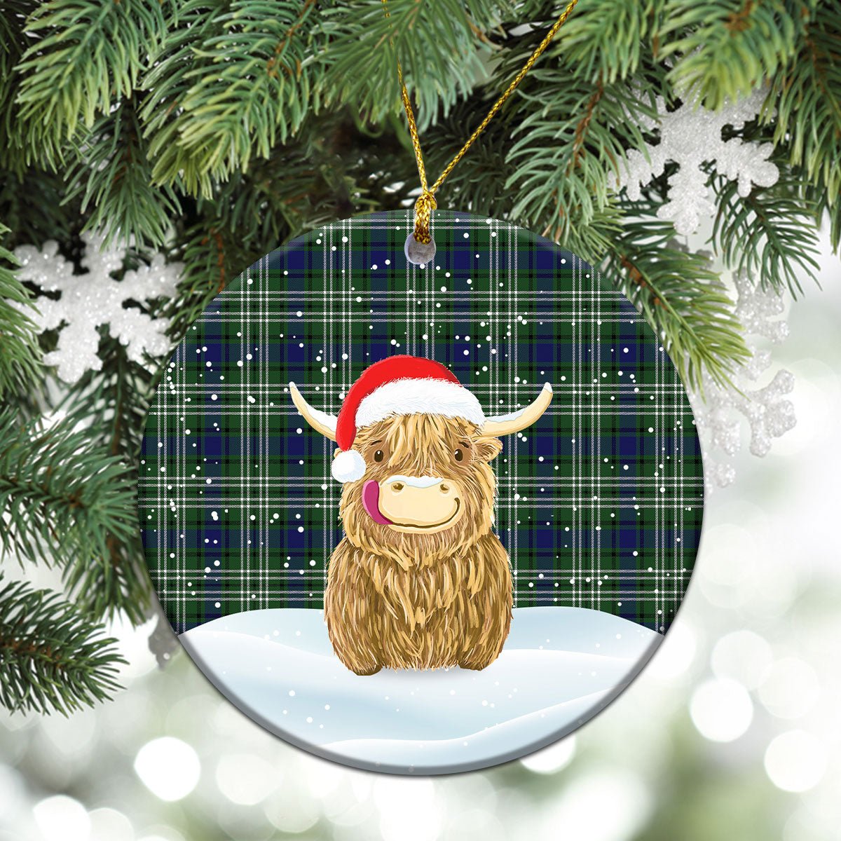 Clan Blyth Tartan Christmas Ceramic Ornament Highland Cows Style CY24 Blyth Tartan Tartan Ornament   