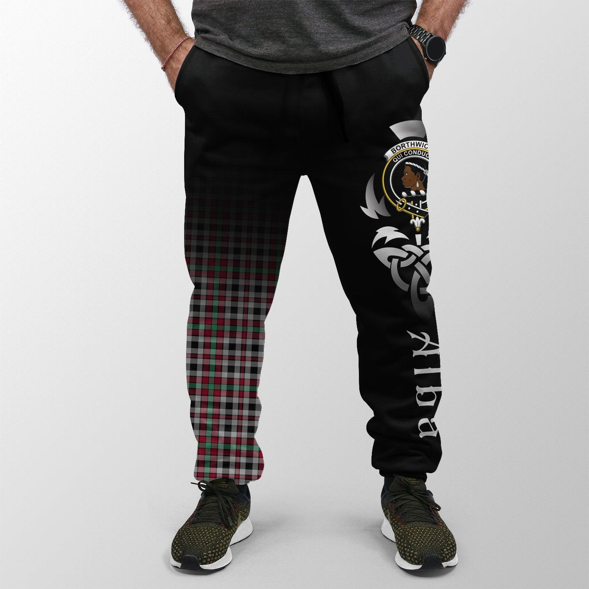 Clan Borthwick Ancient Tartan Crest Jogger Sweatpants  Alba Celtic Style XX65 Clan Borthwick (Borthwick Tartan) Tartan Today   