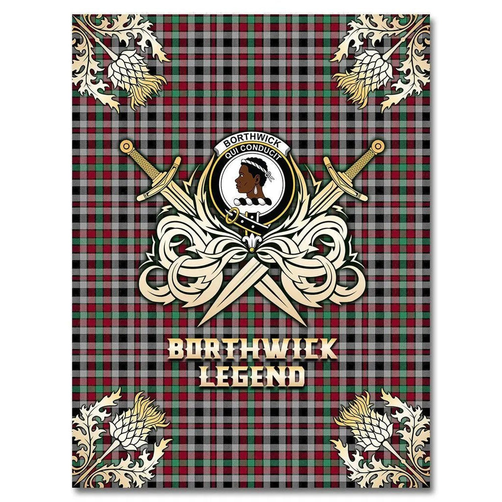 Clan Borthwick Ancient Tartan Gold Courage Symbol Blanket PF73 Clan Borthwick (Borthwick Tartan) Tartan Today   