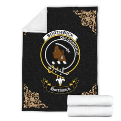 Clan Borthwick Crest Tartan Premium Blanket Black BI63 Clan Borthwick (Borthwick Tartan) Tartan Today   