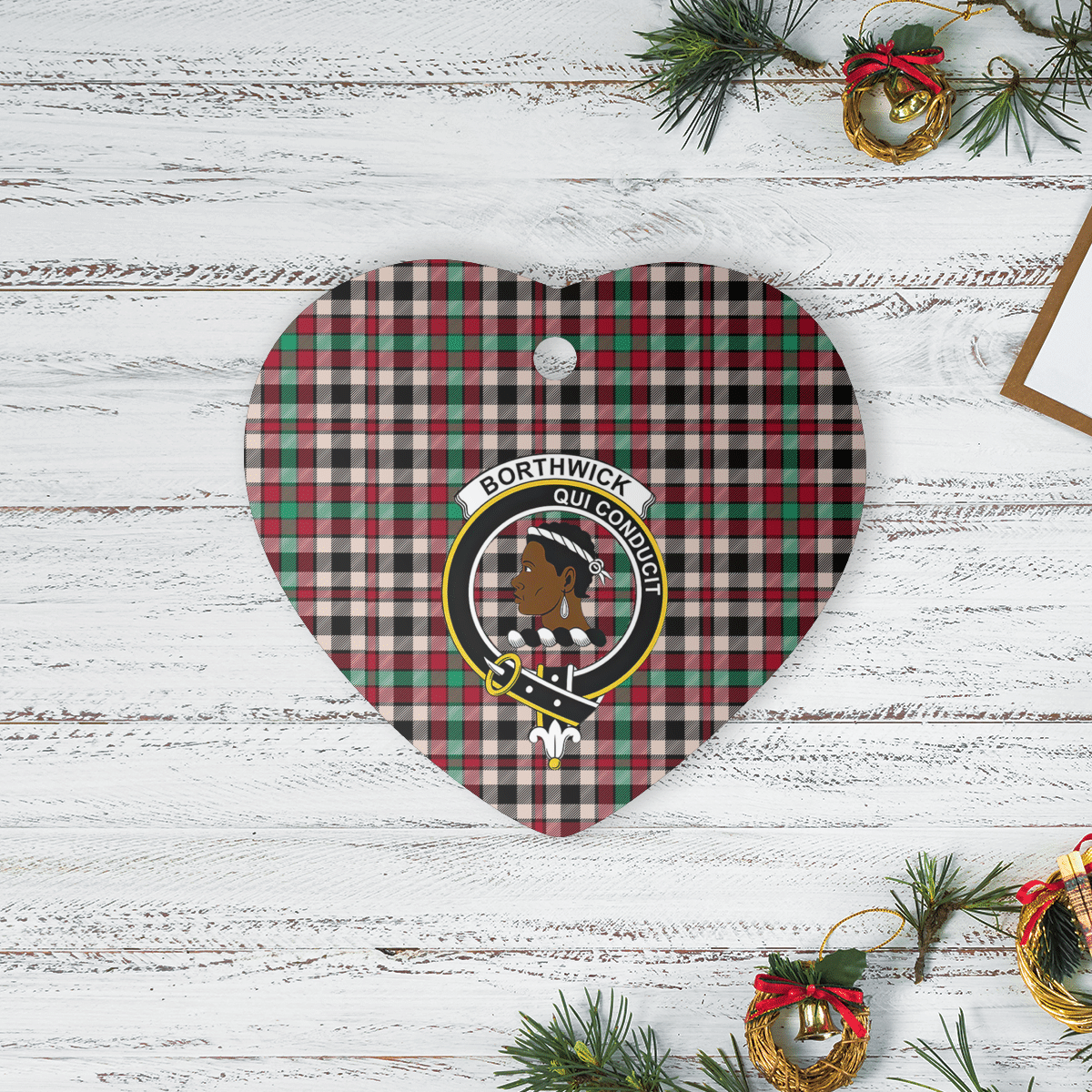 Clan Borthwick Dress Ancient Tartan Crest Heart Ceramic Ornament VQ75 Borthwick Dress Ancient Tartan Tartan Christmas   