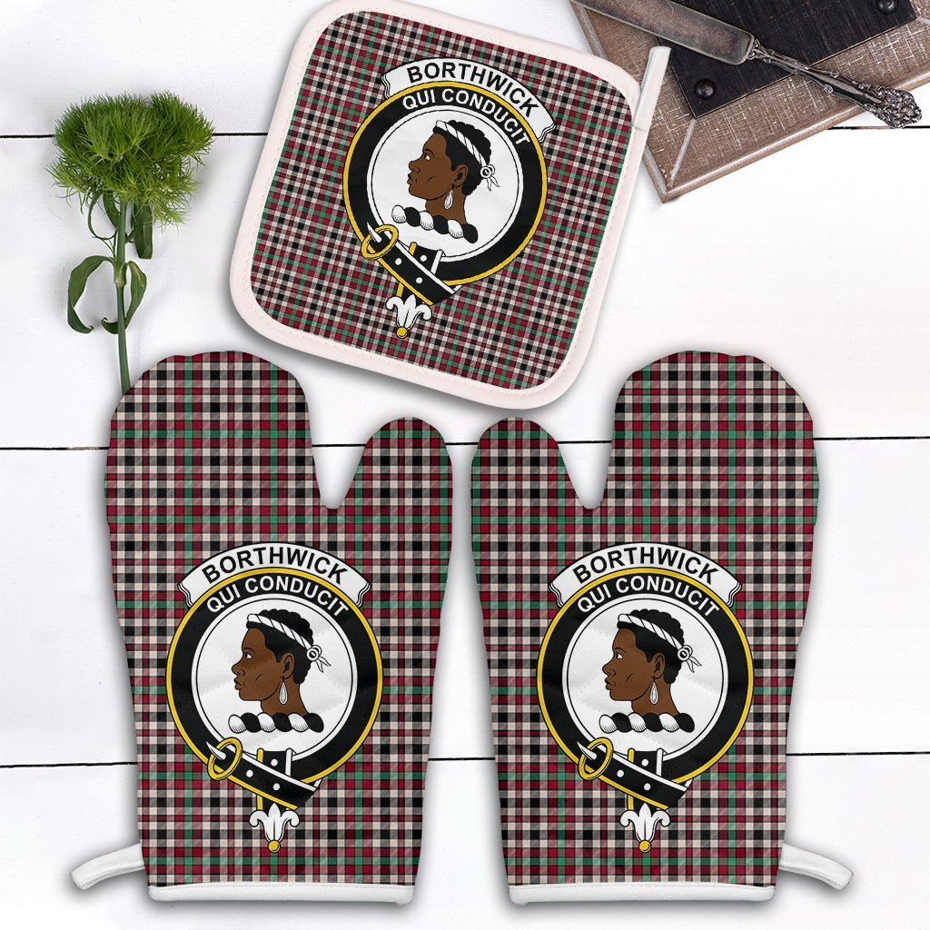 Clan Borthwick Dress Ancient Tartan Crest Oven Mitt And Pot Holder (2 Oven Mitts + 1 Pot Holder) AS74 Clan Borthwick (Borthwick Tartan) Tartan Today   
