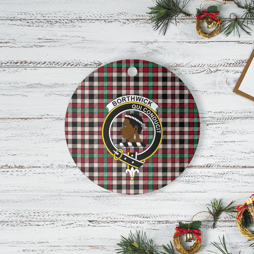 Clan Borthwick Dress Ancient Tartan Crest Round Ceramic Ornament RY55 Borthwick Dress Ancient Tartan Tartan Christmas   