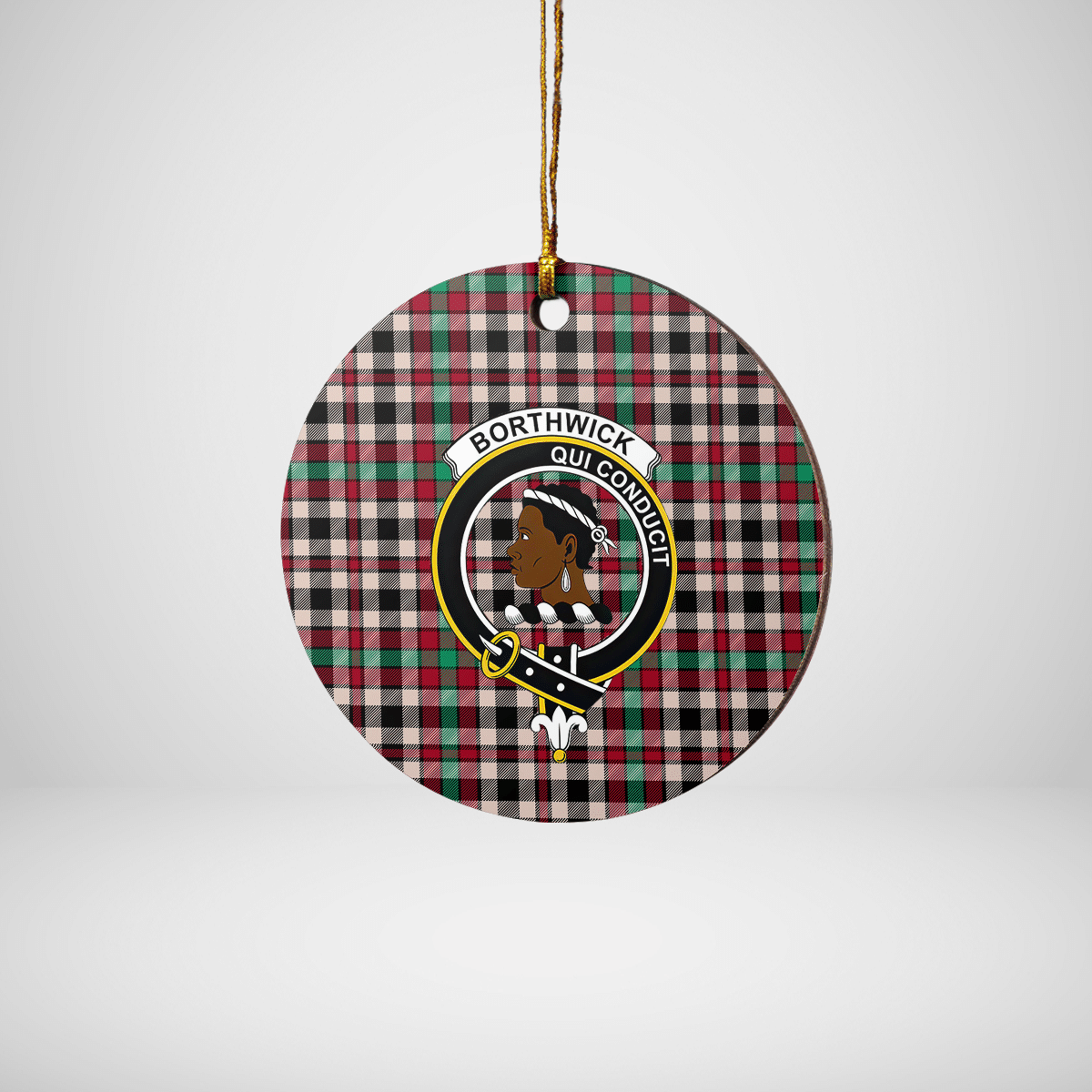 Clan Borthwick Dress Ancient Tartan Crest Round Ceramic Ornament RY55 Borthwick Dress Ancient Tartan Tartan Christmas   