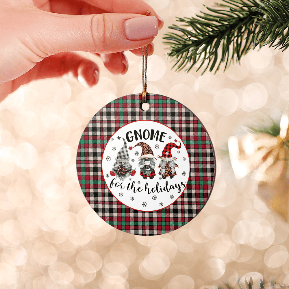 Clan Borthwick Dress Ancient Tartan Gnome Round Ceramic Ornament YJ33 Borthwick Dress Ancient Tartan Tartan Christmas   