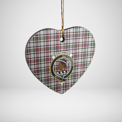 Clan Borthwick Tartan Crest Heart Ceramic Ornament