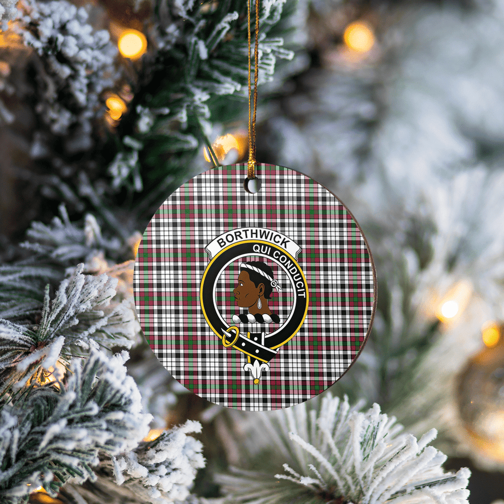 Clan Borthwick Tartan Crest Round Ceramic Ornament HC43 Borthwick Tartan Tartan Christmas   