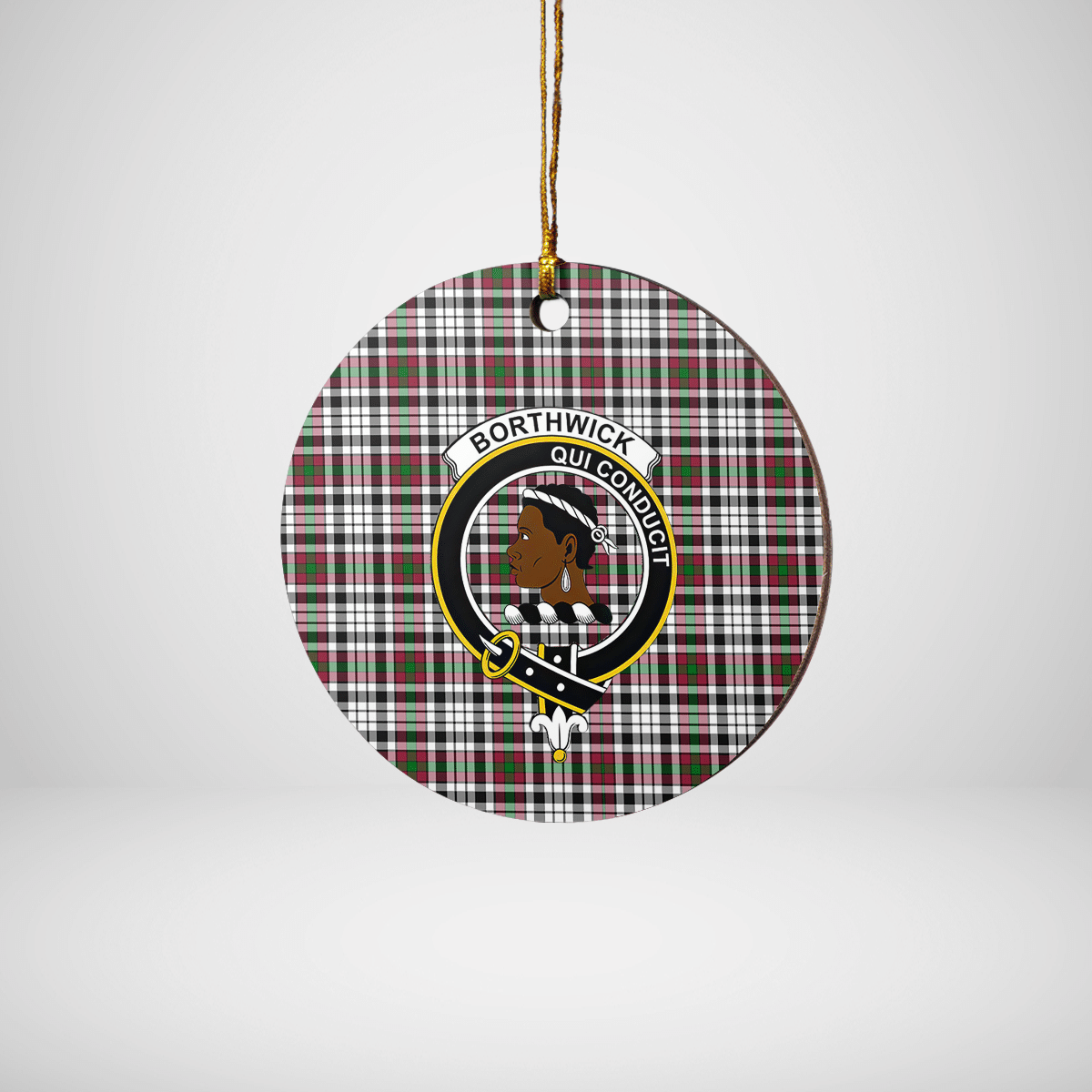 Clan Borthwick Tartan Crest Round Ceramic Ornament HC43 Borthwick Tartan Tartan Christmas   