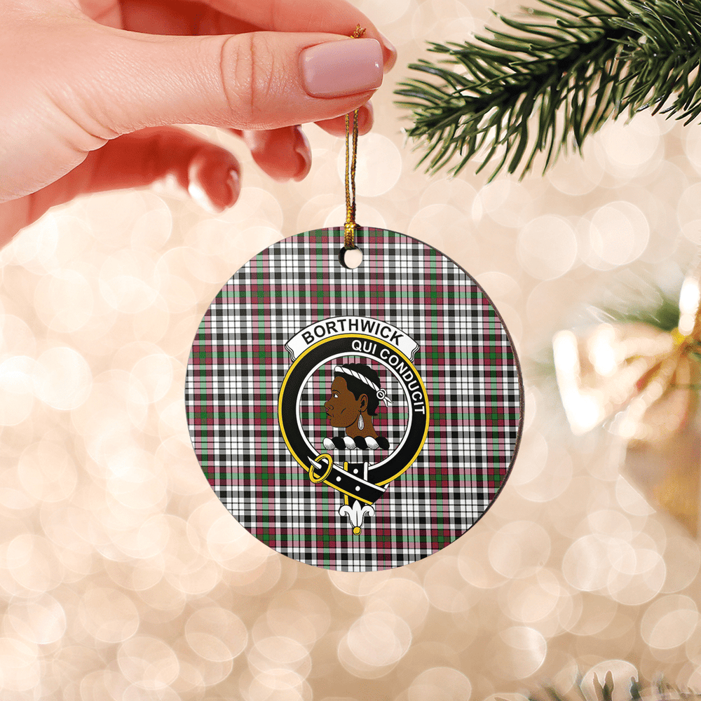 Clan Borthwick Tartan Crest Round Ceramic Ornament HC43 Borthwick Tartan Tartan Christmas   
