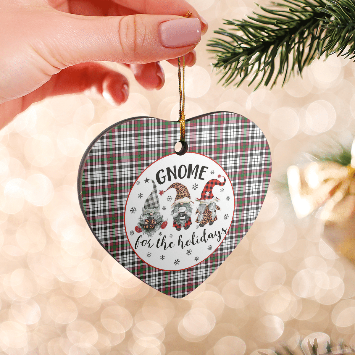 Clan Borthwick Tartan Gnome Heart Ceramic Ornament EG38 Borthwick Tartan Gnome Tartan Christmas   
