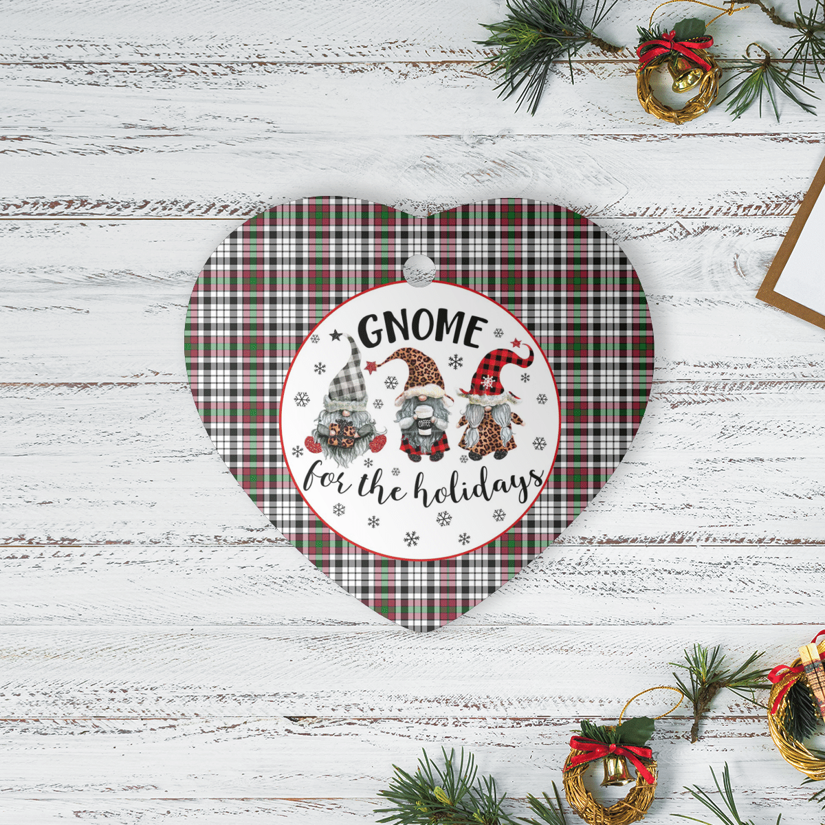 Clan Borthwick Tartan Gnome Heart Ceramic Ornament EG38 Borthwick Tartan Gnome Tartan Christmas   
