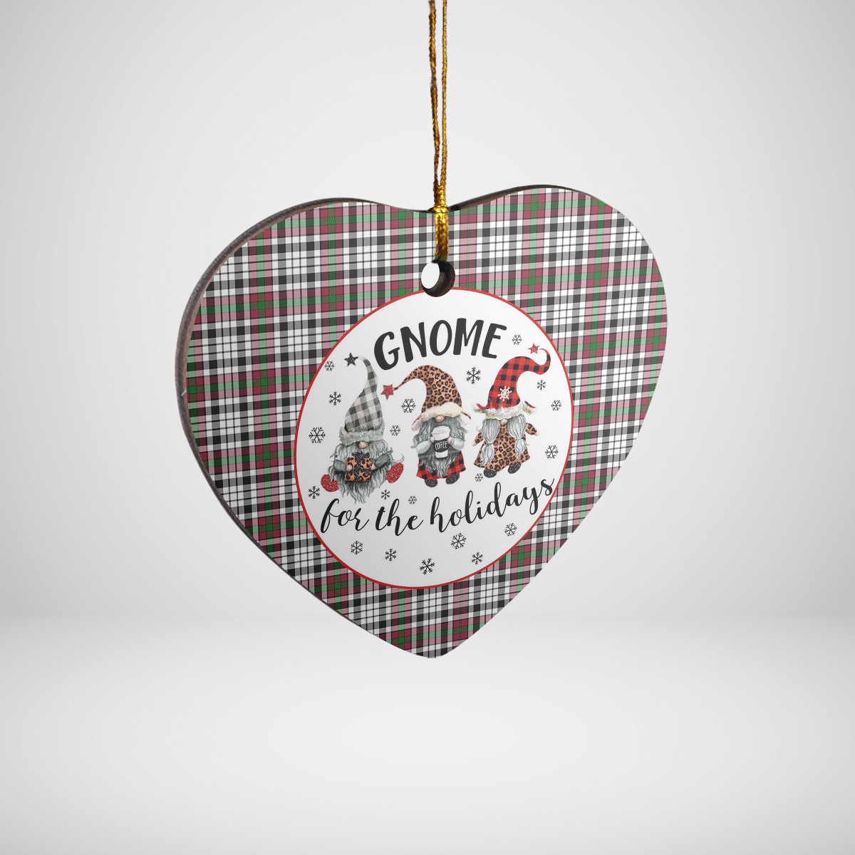 Clan Borthwick Tartan Gnome Heart Ceramic Ornament EG38 Borthwick Tartan Gnome Tartan Christmas   
