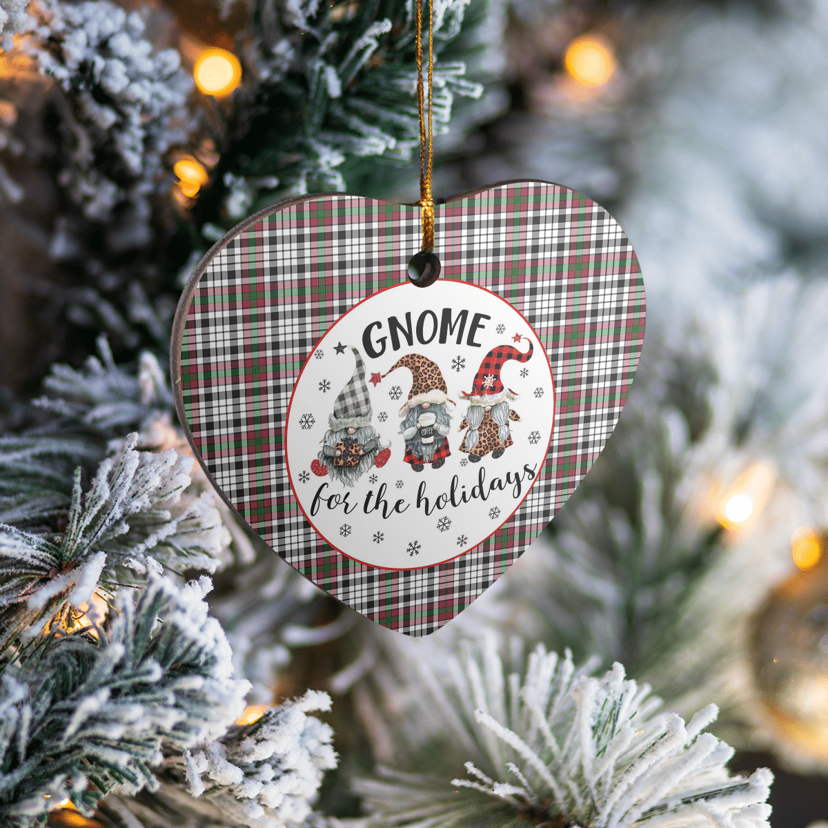 Clan Borthwick Tartan Gnome Heart Ceramic Ornament EG38 Borthwick Tartan Gnome Tartan Christmas   