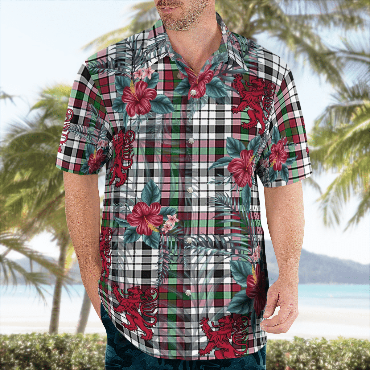 Clan Borthwick Tartan Scottish Lion Hawaiian Shirt AA29 Clan Borthwick (Borthwick Tartan) Tartan Hawaii Shirt   