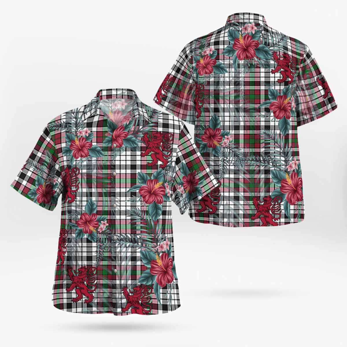 Clan Borthwick Tartan Scottish Lion Hawaiian Shirt AA29 Clan Borthwick (Borthwick Tartan) Tartan Hawaii Shirt   