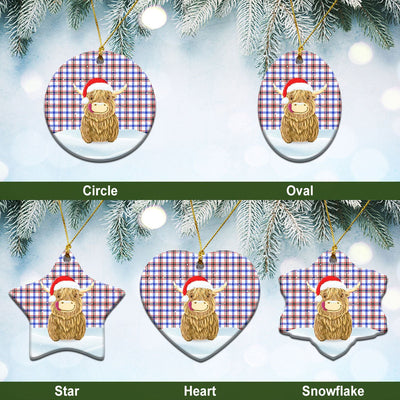 Clan Boswell Modern Tartan Christmas Ceramic Ornament Highland Cows Style