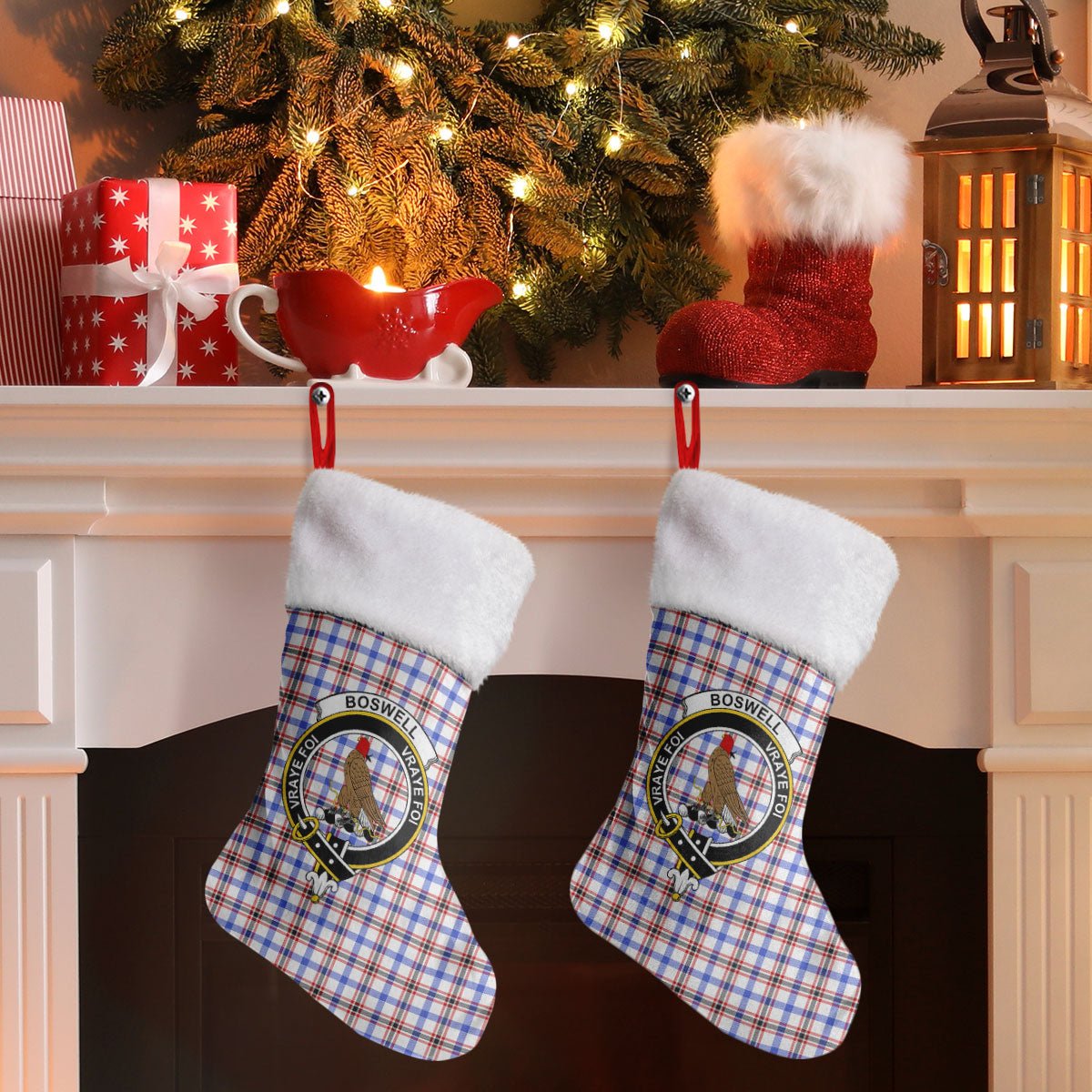 Clan Boswell Modern Tartan Crest Christmas Stocking UK11 Boswell Modern Tartan Tartan Stocking   