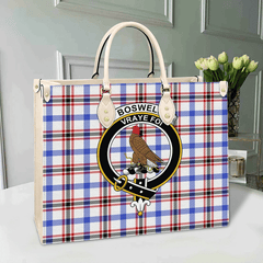 Clan Boswell Modern Tartan Crest Leather Bag LH50 Clan Boswell Tartan Today   