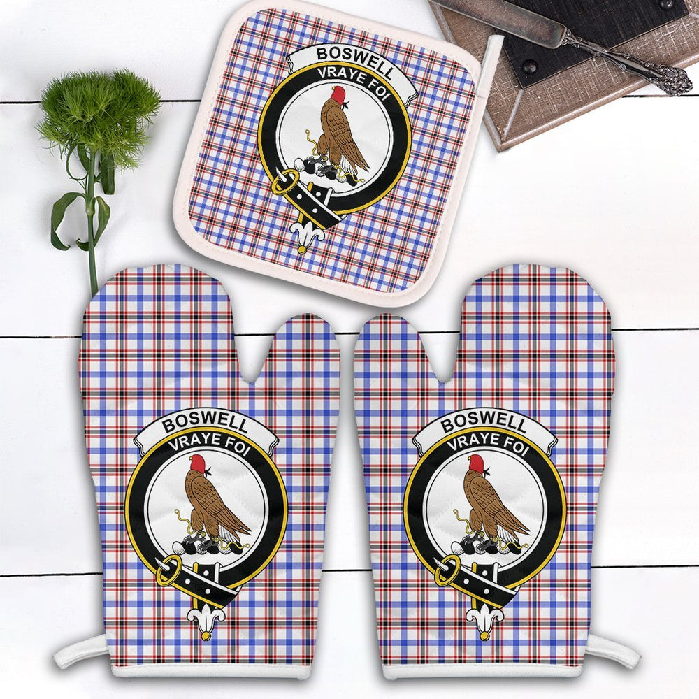 Clan Boswell Modern Tartan Crest Oven Mitt And Pot Holder (2 Oven Mitts + 1 Pot Holder) FW13 Clan Boswell Tartan Today   