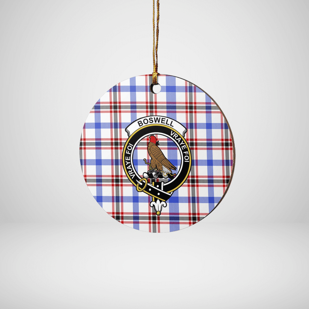 Clan Boswell Modern Tartan Crest Round Ceramic Ornament JJ29 Boswell Modern Tartan Tartan Christmas   