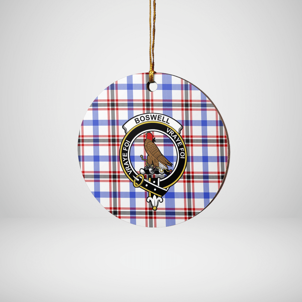 Clan Boswell Modern Tartan Crest Round Ceramic Ornament JJ29 Boswell Modern Tartan Tartan Christmas   