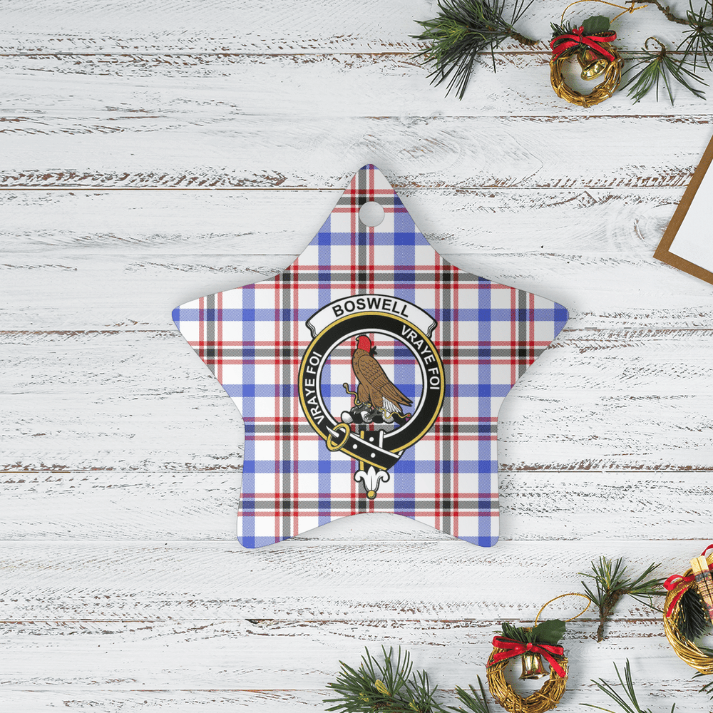 Clan Boswell Modern Tartan Crest Star Ceramic Ornament RW75 Boswell Modern Tartan Tartan Christmas   