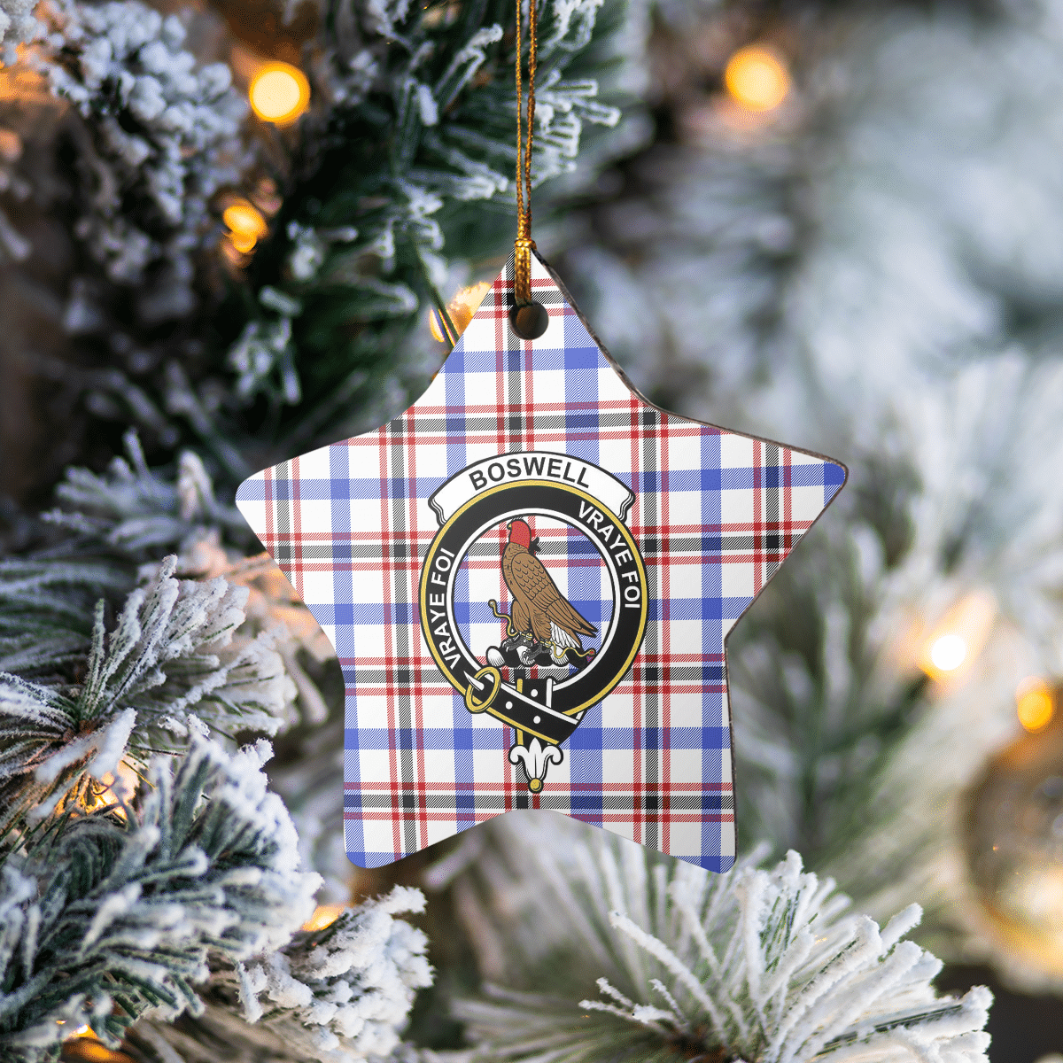 Clan Boswell Modern Tartan Crest Star Ceramic Ornament RW75 Boswell Modern Tartan Tartan Christmas   