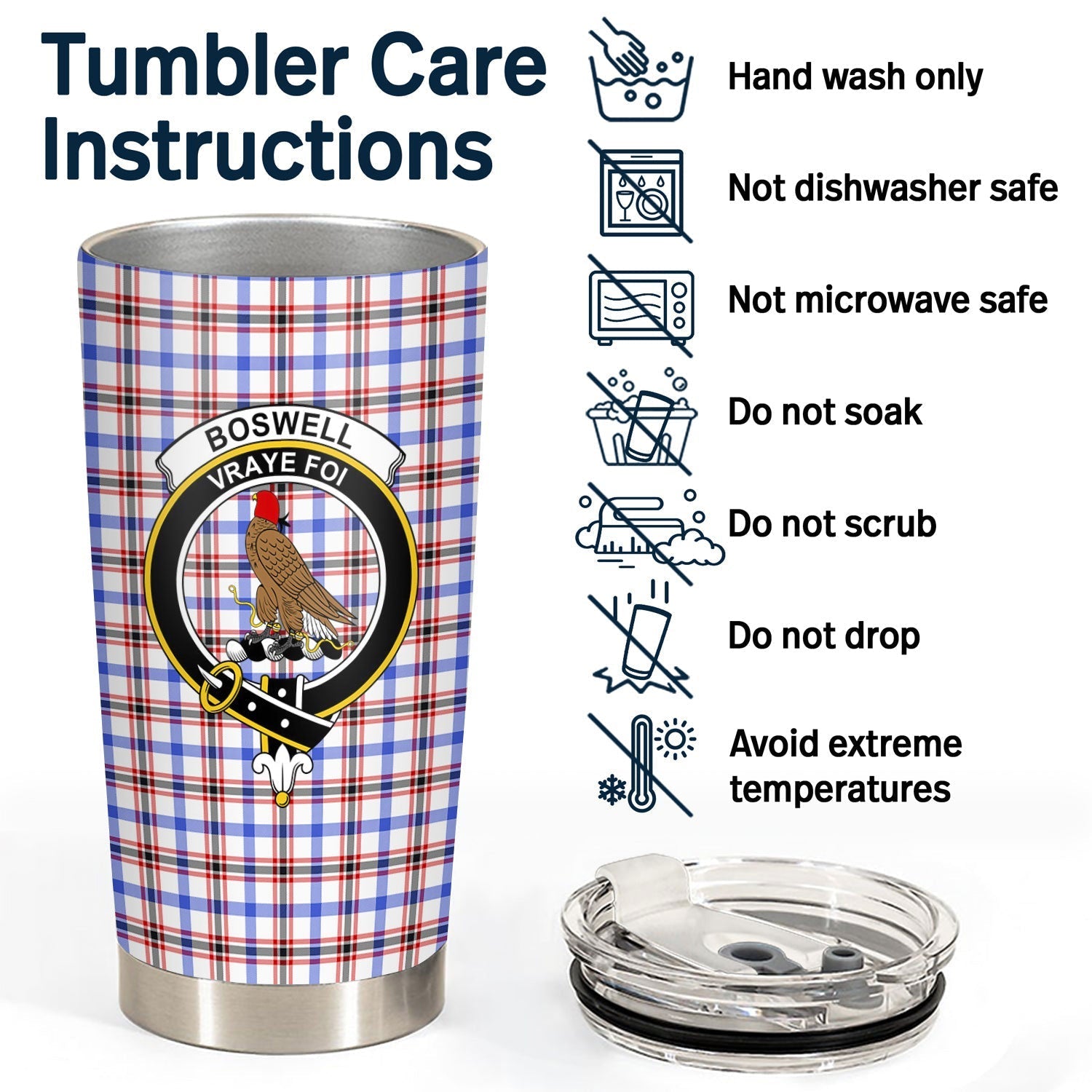 Clan Boswell Modern Tartan Crest Tumbler VR37 Clan Boswell Tartan Today   