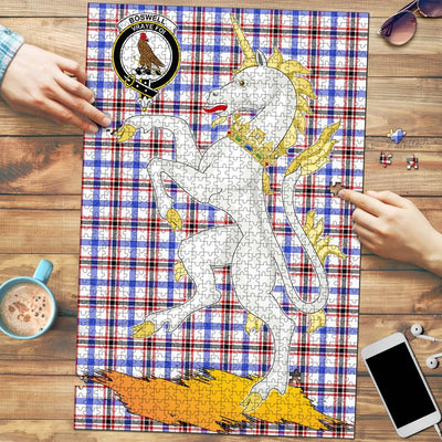 Clan Boswell Modern Tartan Crest Unicorn Scotland Jigsaw Puzzles Gift For Family