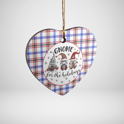 Clan Boswell Modern Tartan Gnome Heart Ceramic Ornament