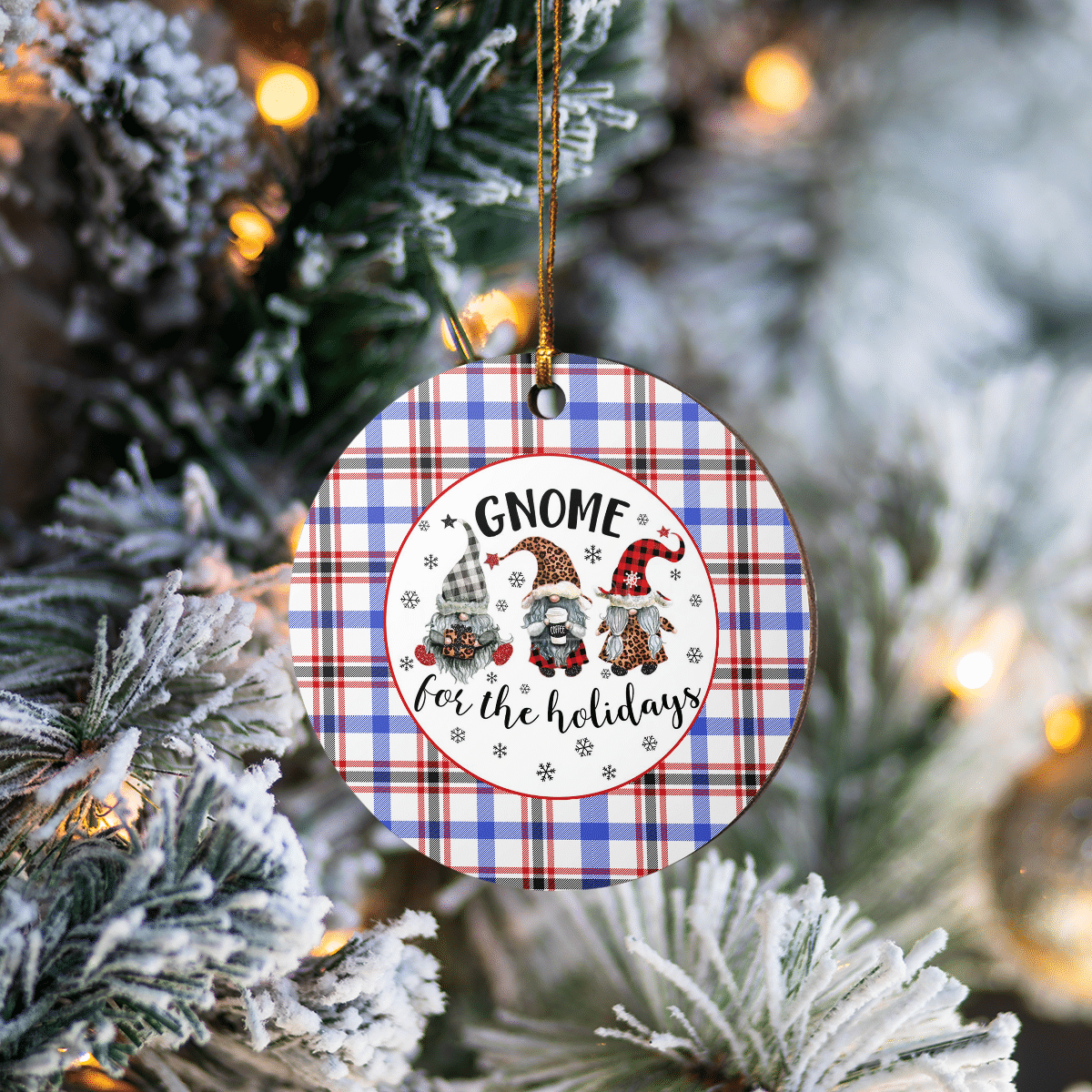 Clan Boswell Modern Tartan Gnome Round Ceramic Ornament FA68 Boswell Modern Tartan Tartan Christmas   