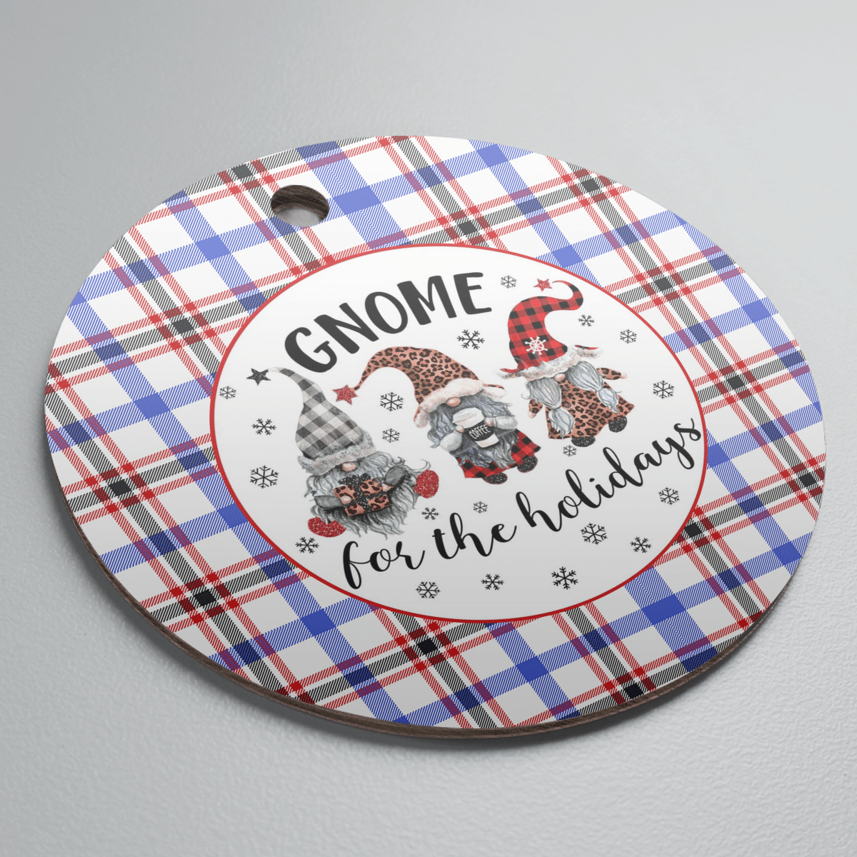 Clan Boswell Modern Tartan Gnome Round Ceramic Ornament FA68 Boswell Modern Tartan Tartan Christmas   