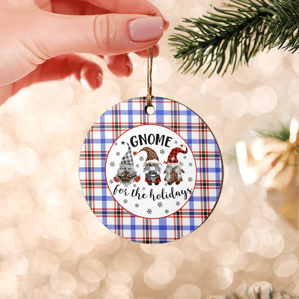 Clan Boswell Modern Tartan Gnome Round Ceramic Ornament FA68 Boswell Modern Tartan Tartan Christmas   